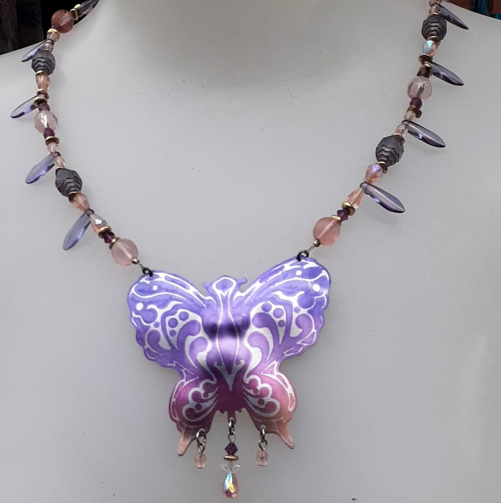 Butterfly on Beaded necklace